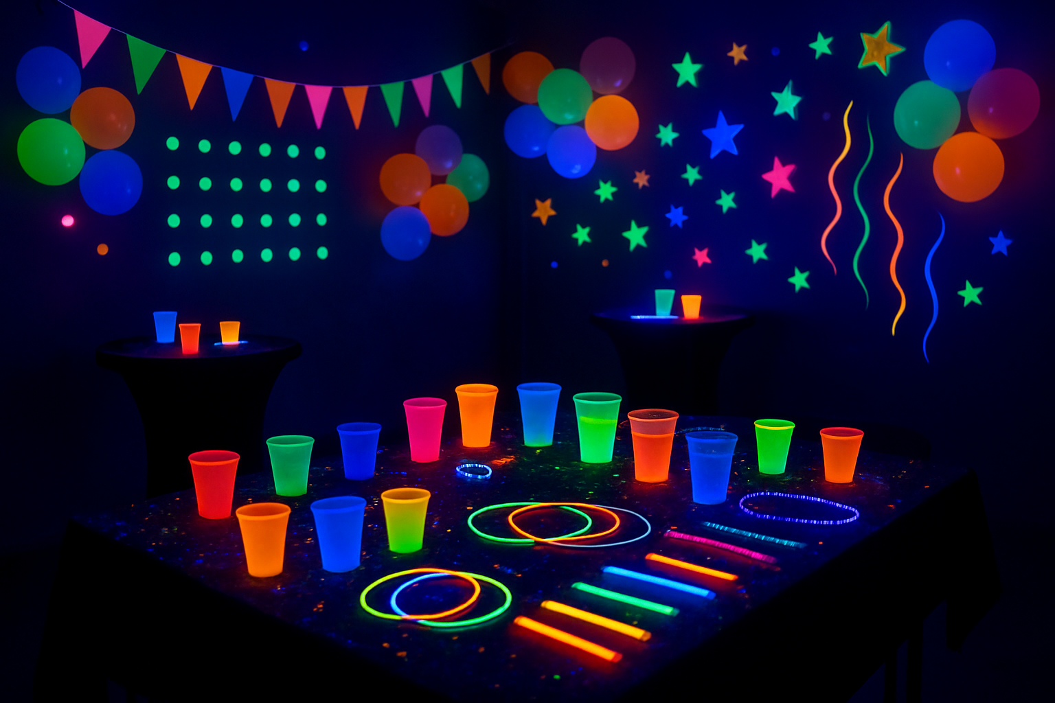 Glow in the dark party no peopleno text