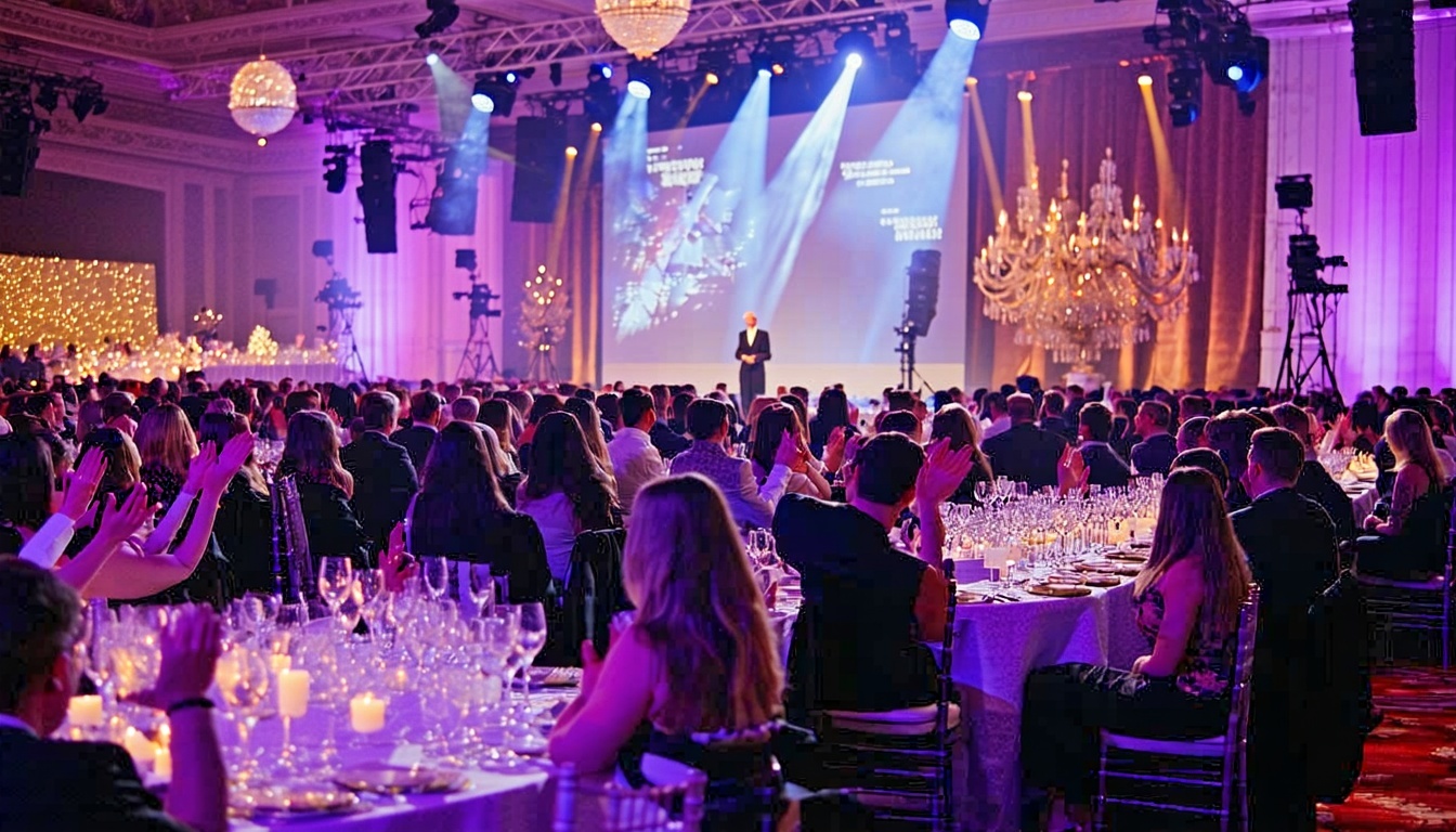 A beautifully decorated awards night venue with el