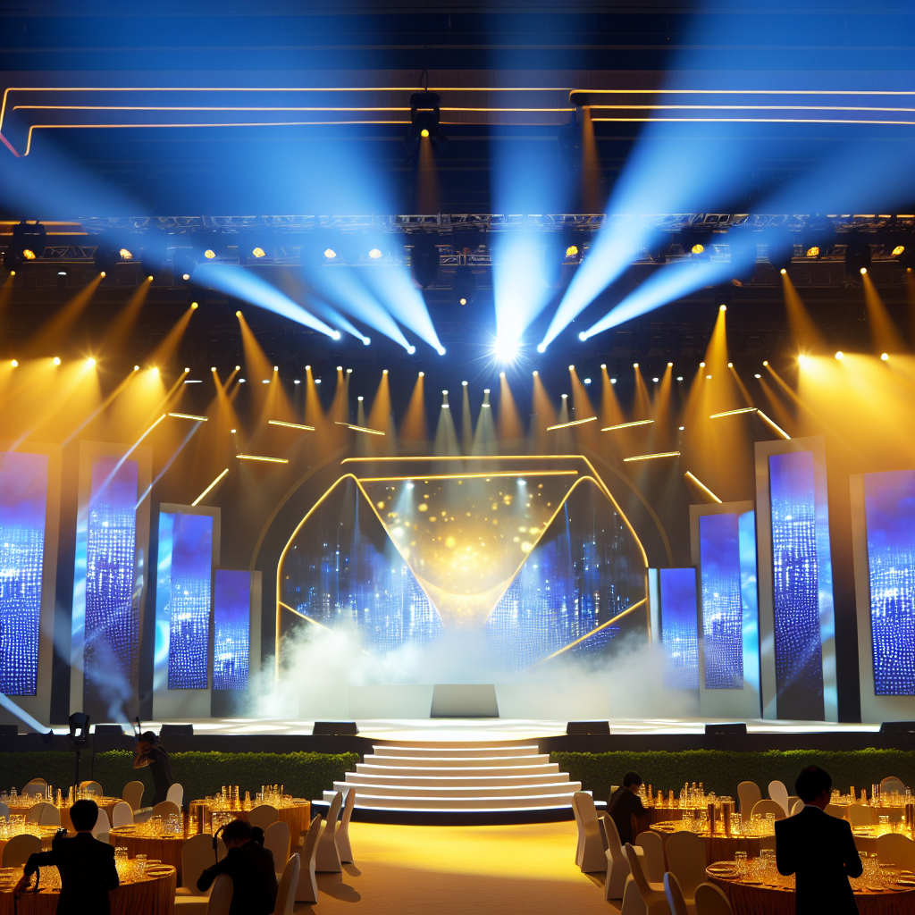 A beautifully lit award ceremony stage with elegan