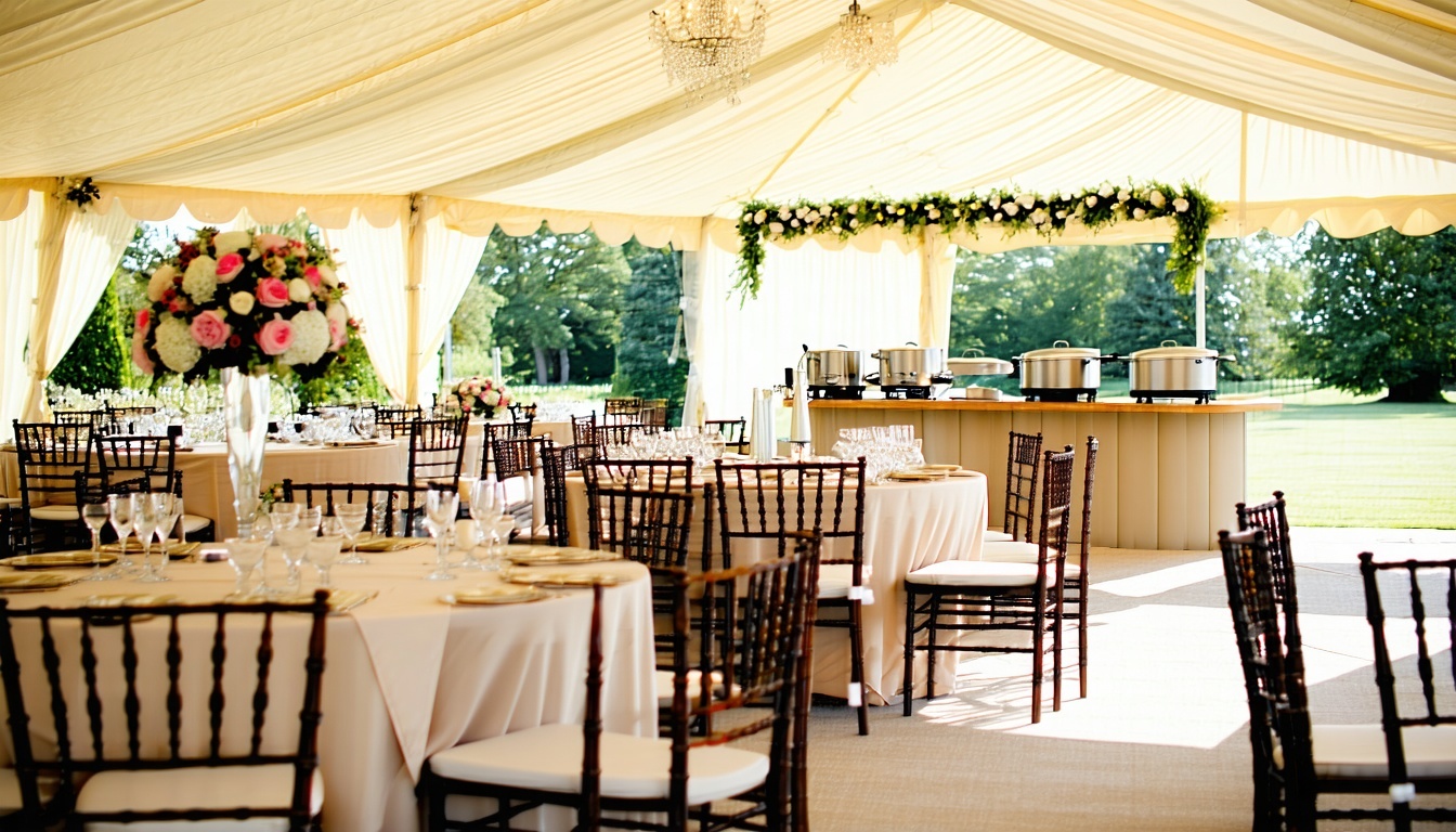 A wide shot of a beautifully finished marquee even-1